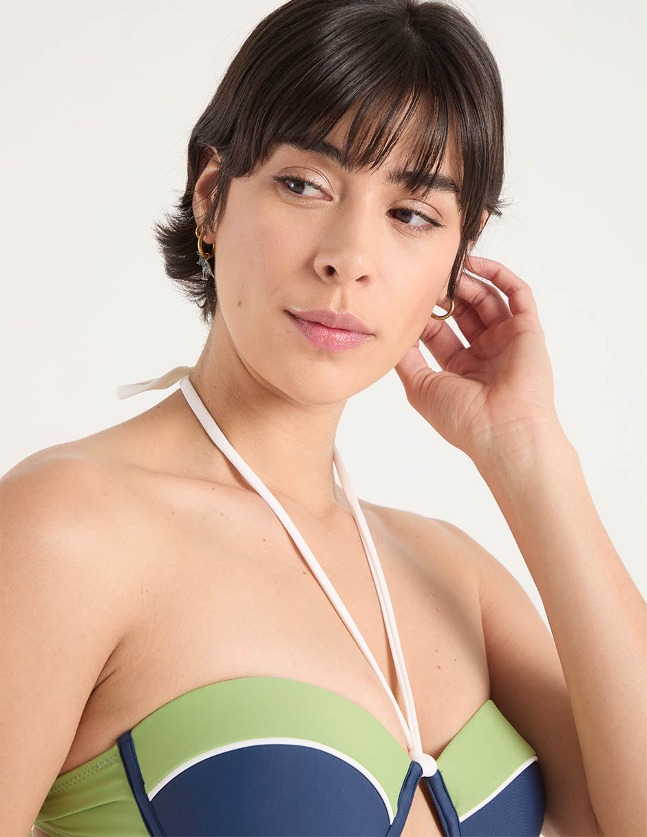Top estampado bloques de color con copas para mujer 4