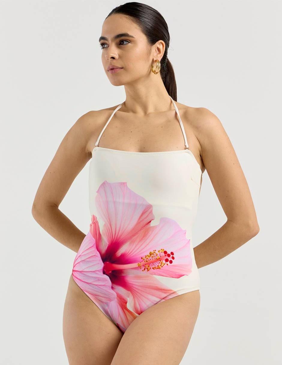 Traje de baño completo estampado floral para mujer