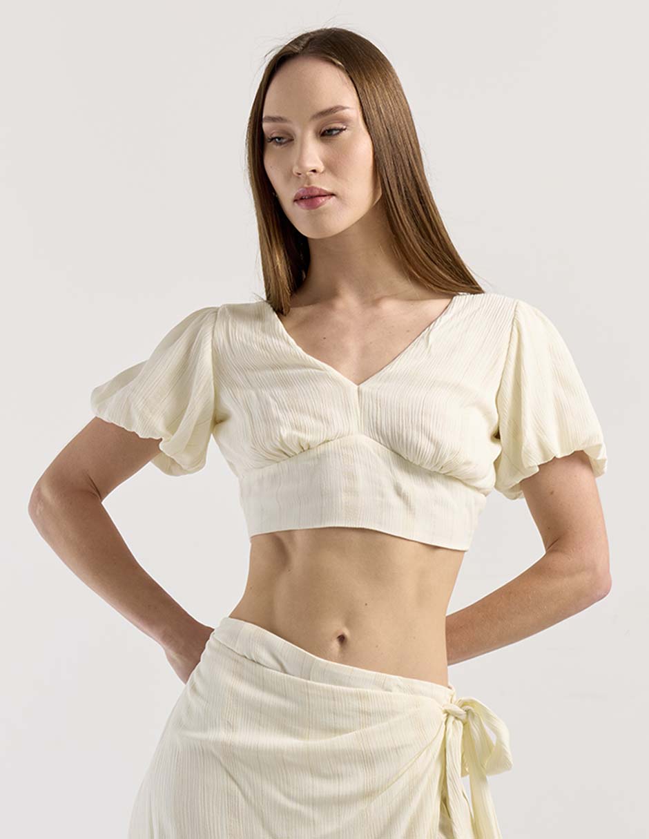 Top cuello V escote espalda abierta