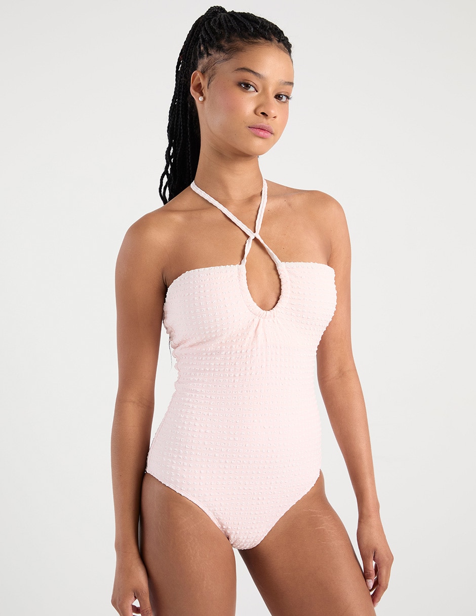 Traje de baño completo estampado a cuadros para mujer