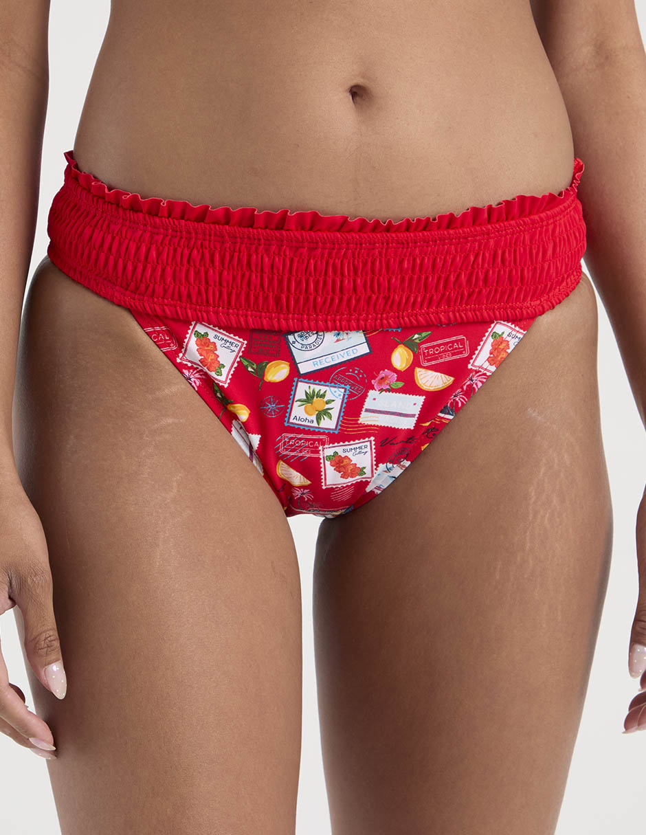 Panty bikini estampado gráfico a la cadera para mujer