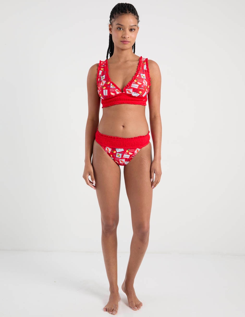 Panty bikini estampado gráfico a la cadera para mujer 5