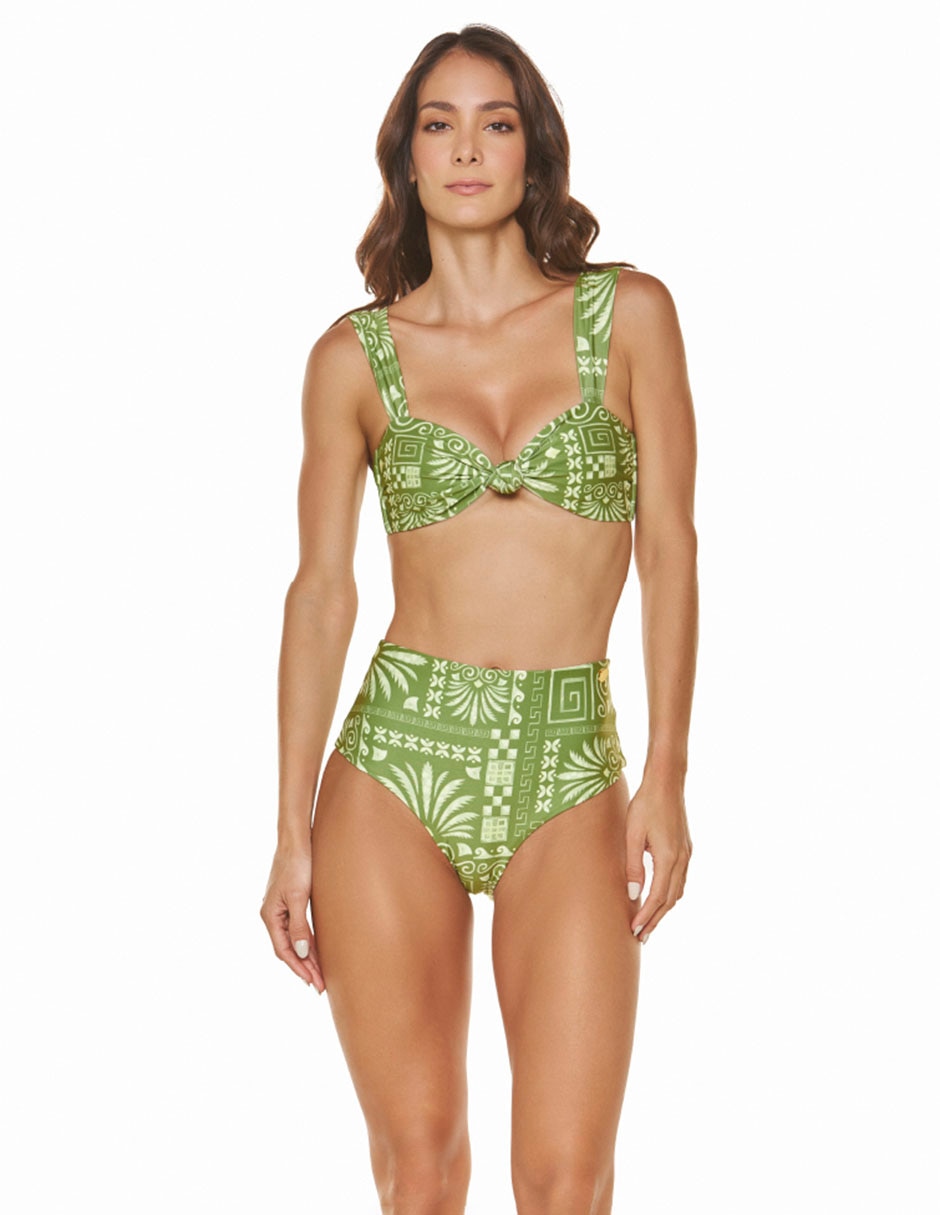 Bikini estampado floral a la cintura para mujer 4