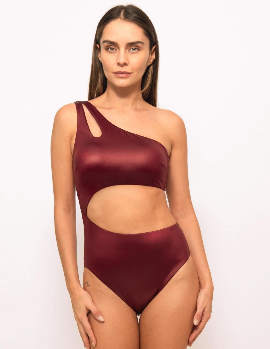 Traje de baño completo Bari Swimwear estampado liso para mujer