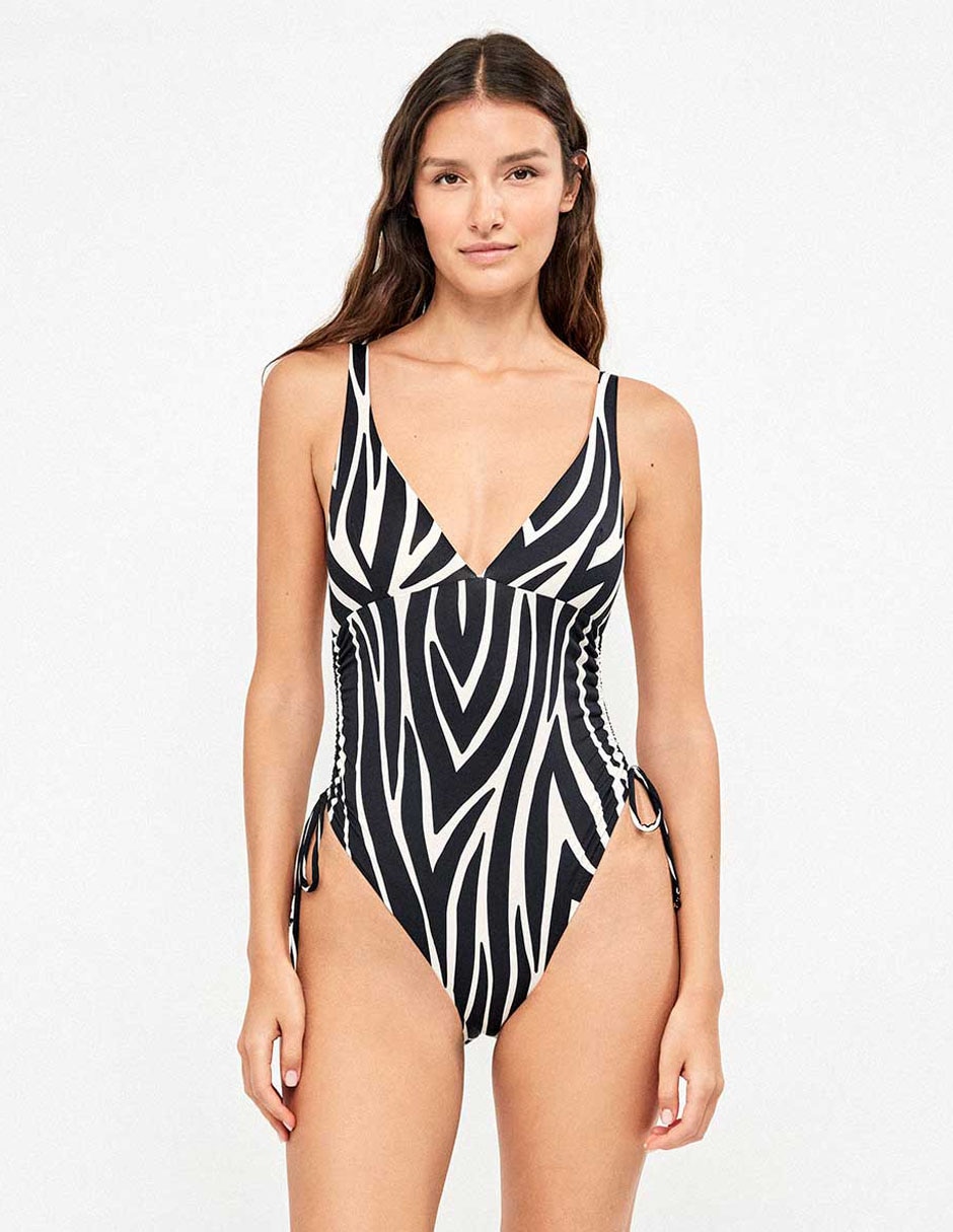 Traje de baño completo estampado animal print para mujer