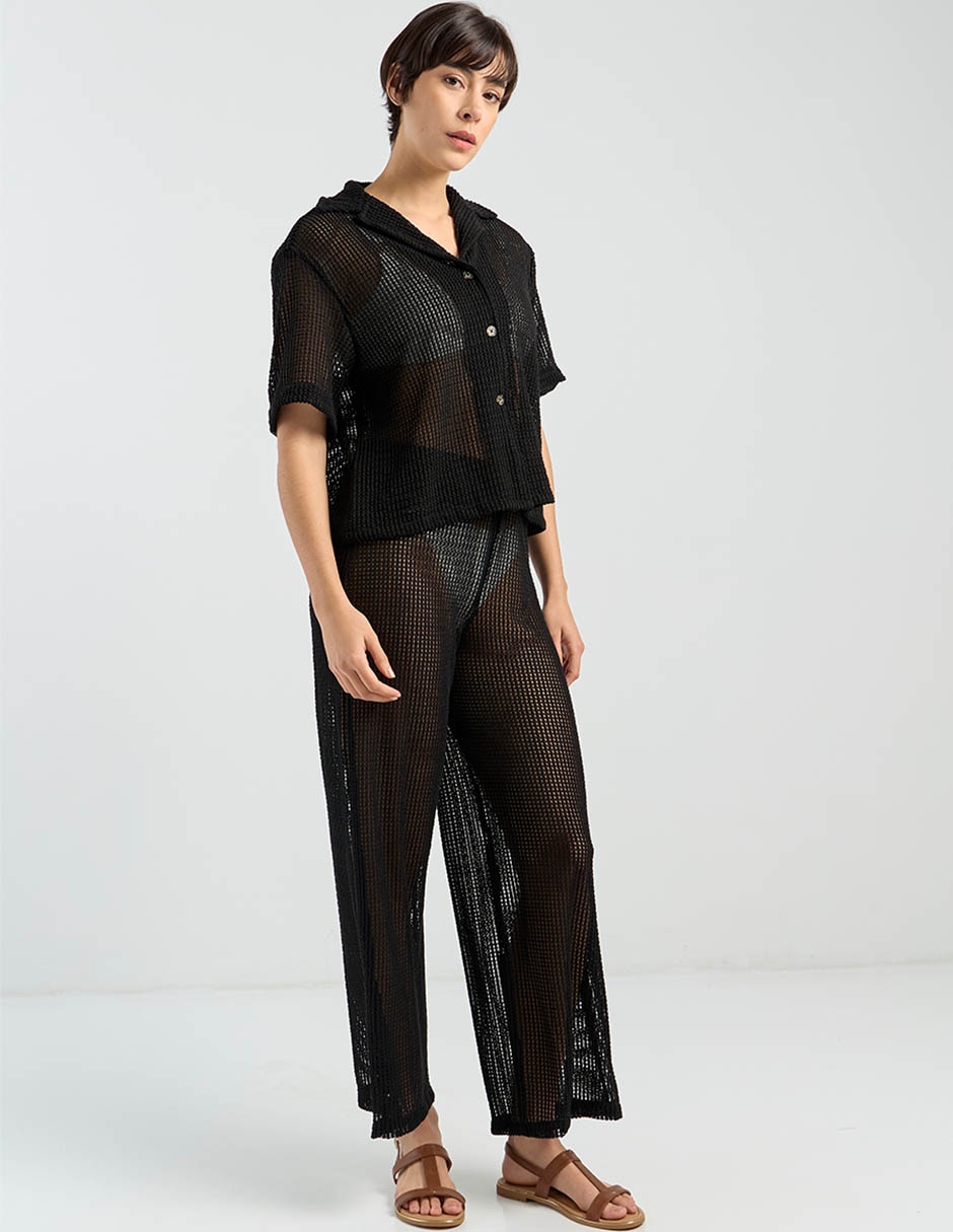 Salida de playa blusa manga corta para mujer 3