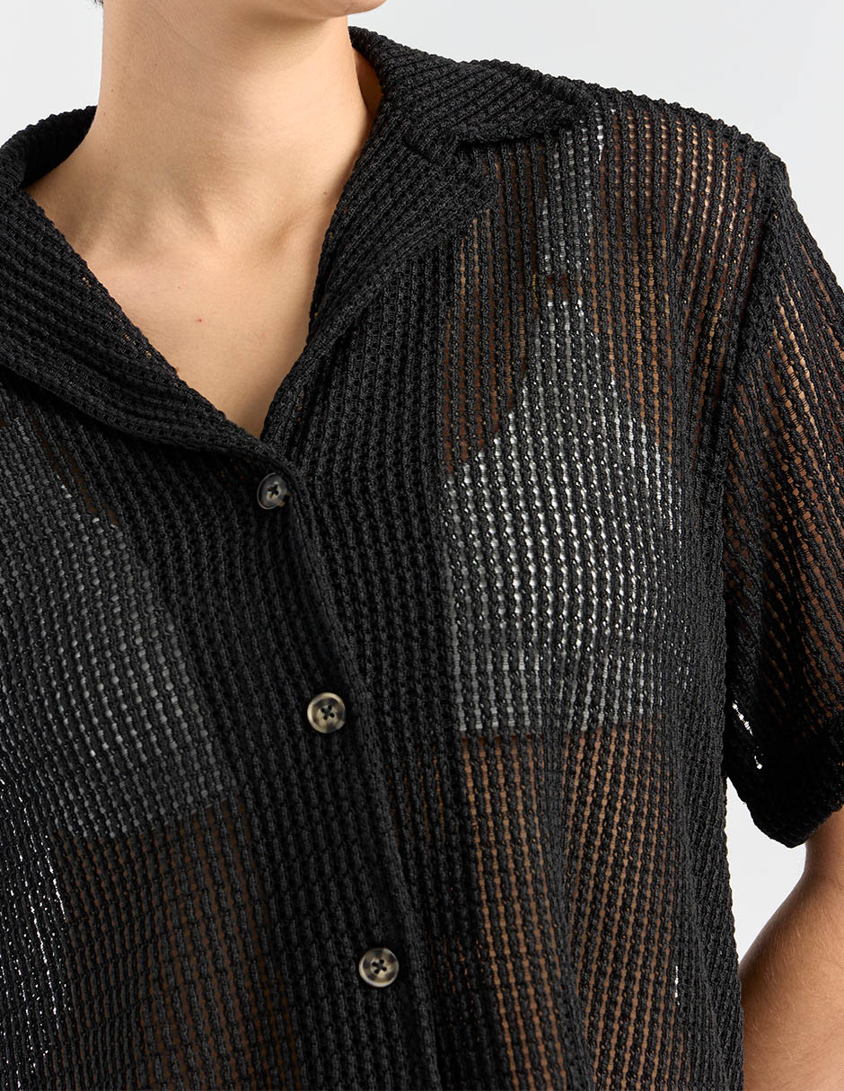 Salida de playa blusa manga corta para mujer 5