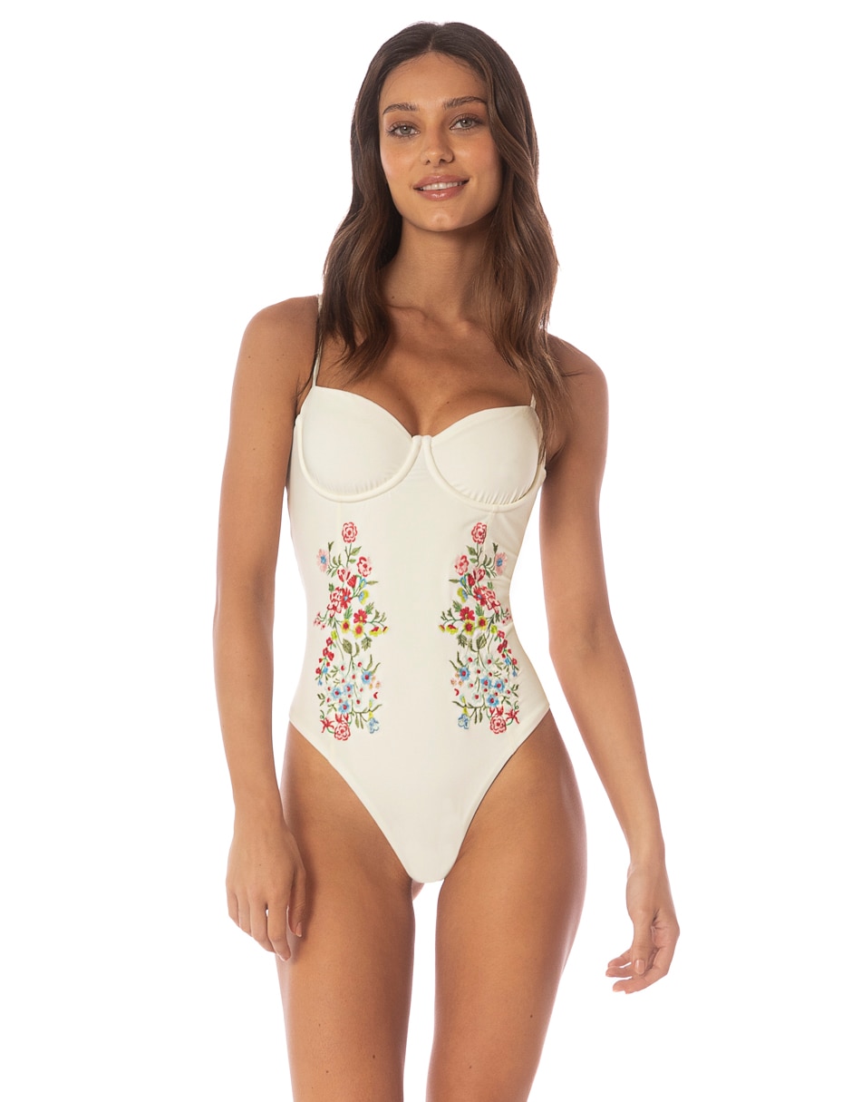 Traje de baño completo estampado floral para mujer