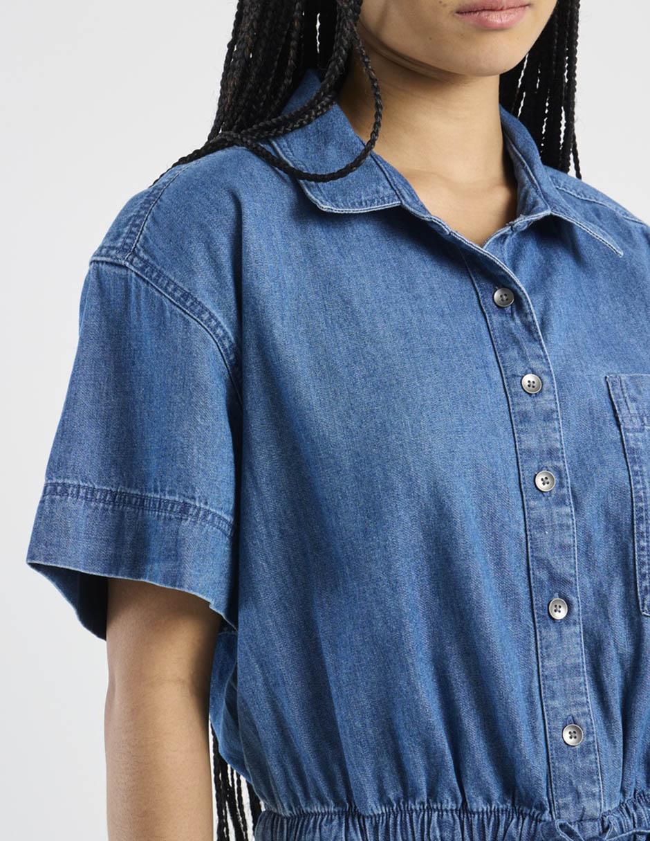 Jumpsuit de algodón casual estampado liso para mujer 5