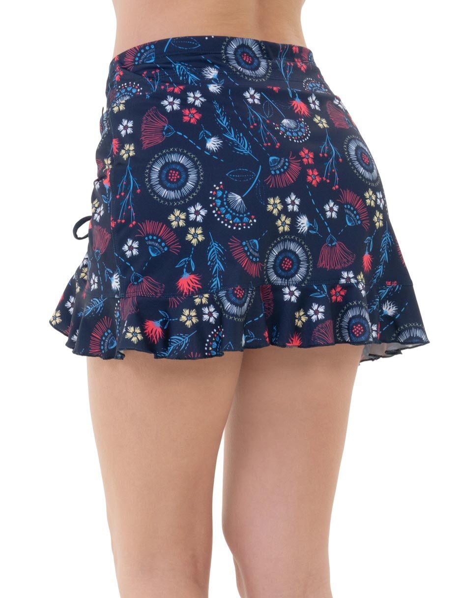 Falda short estampado floral a la cintura para mujer 2