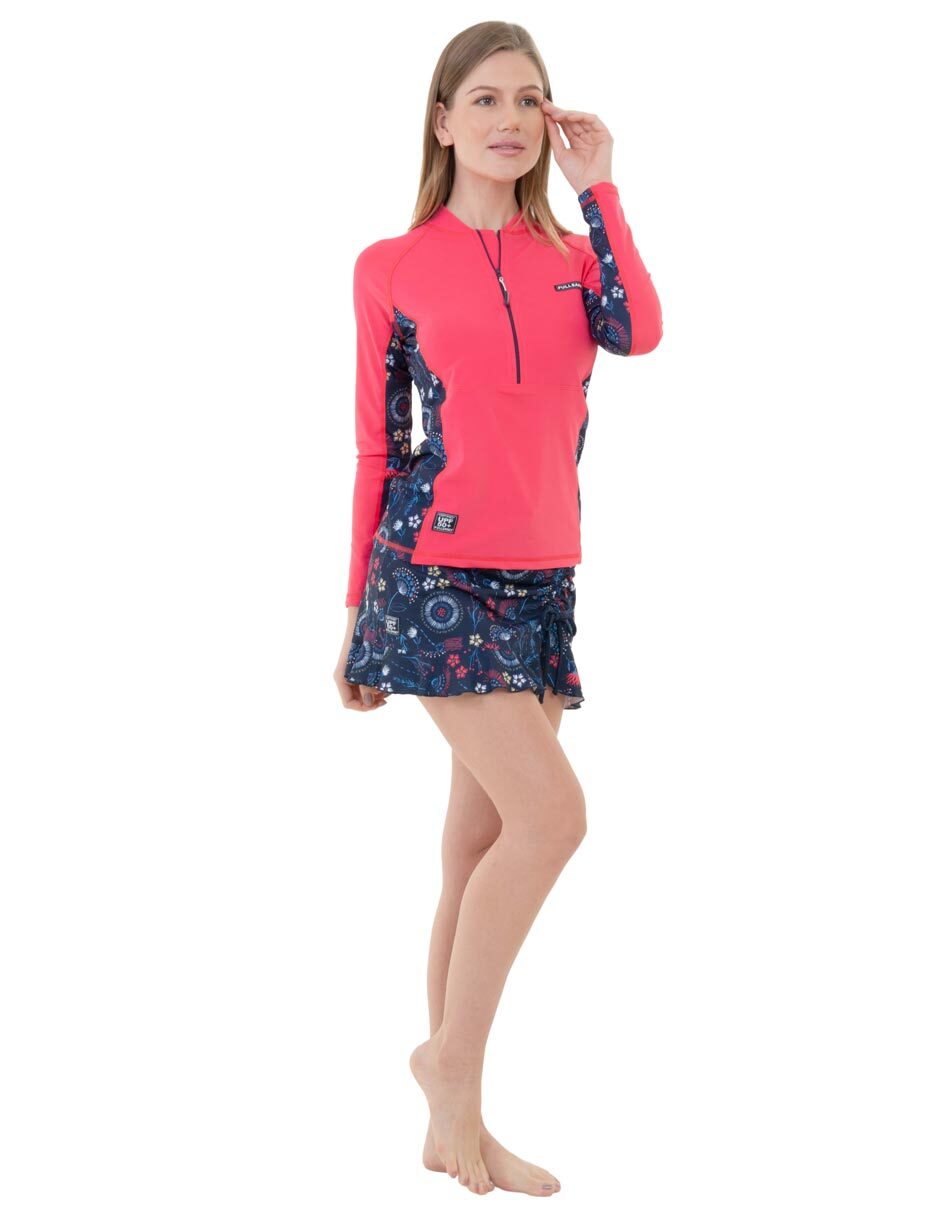 Falda short estampado floral a la cintura para mujer 3