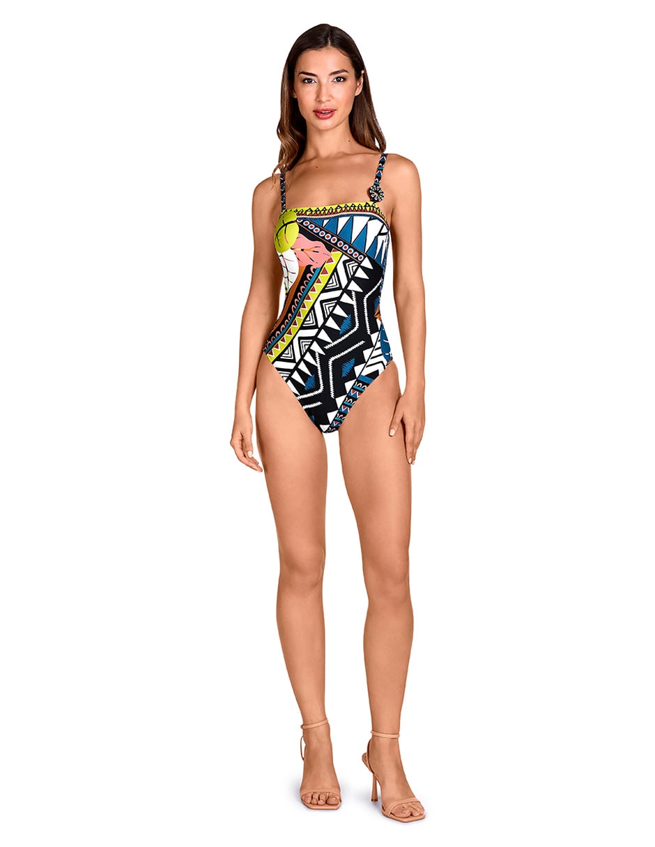 Traje de baño completo estampado étnico para mujer 3
