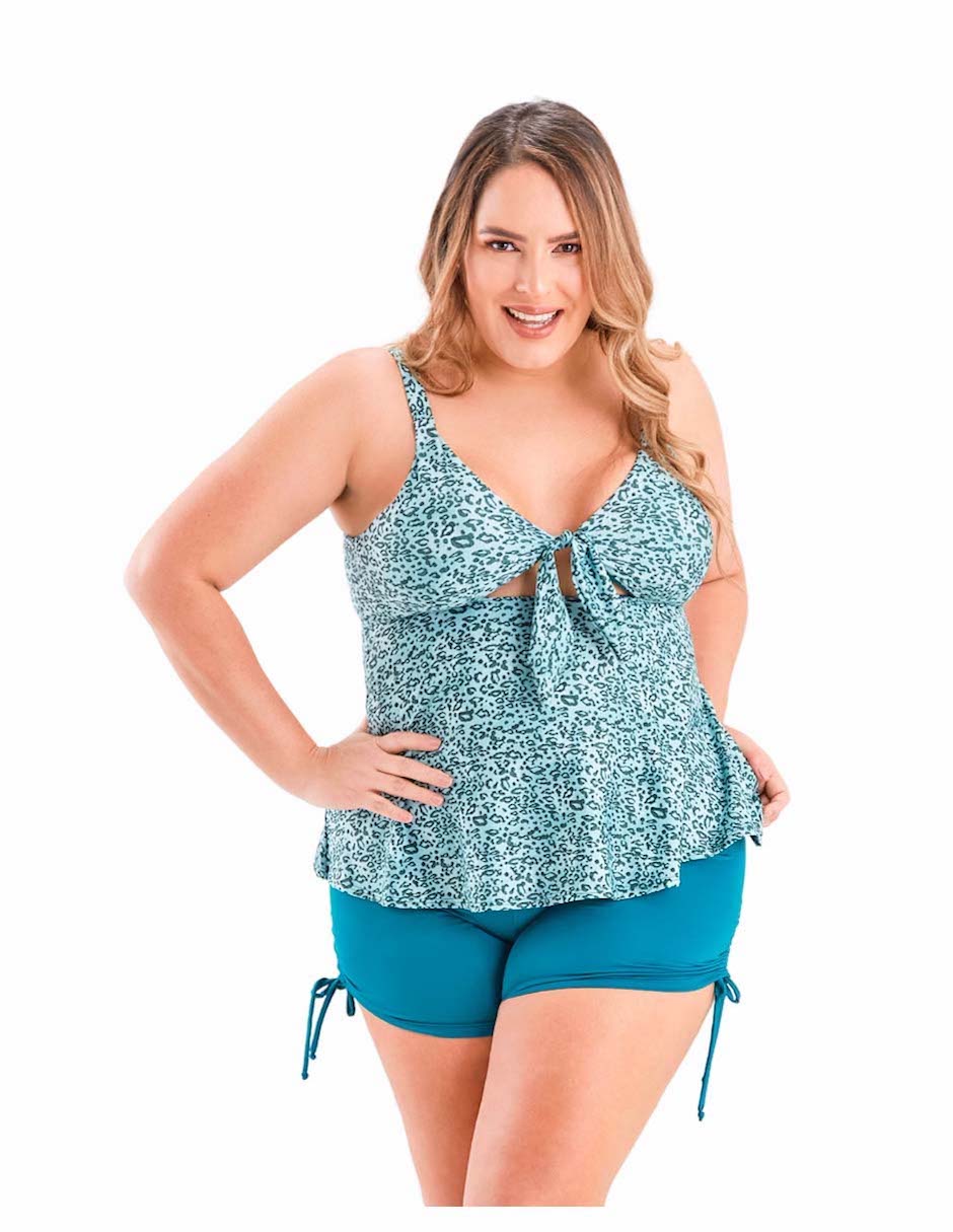 Conjunto tankini estampado animal print para mujer