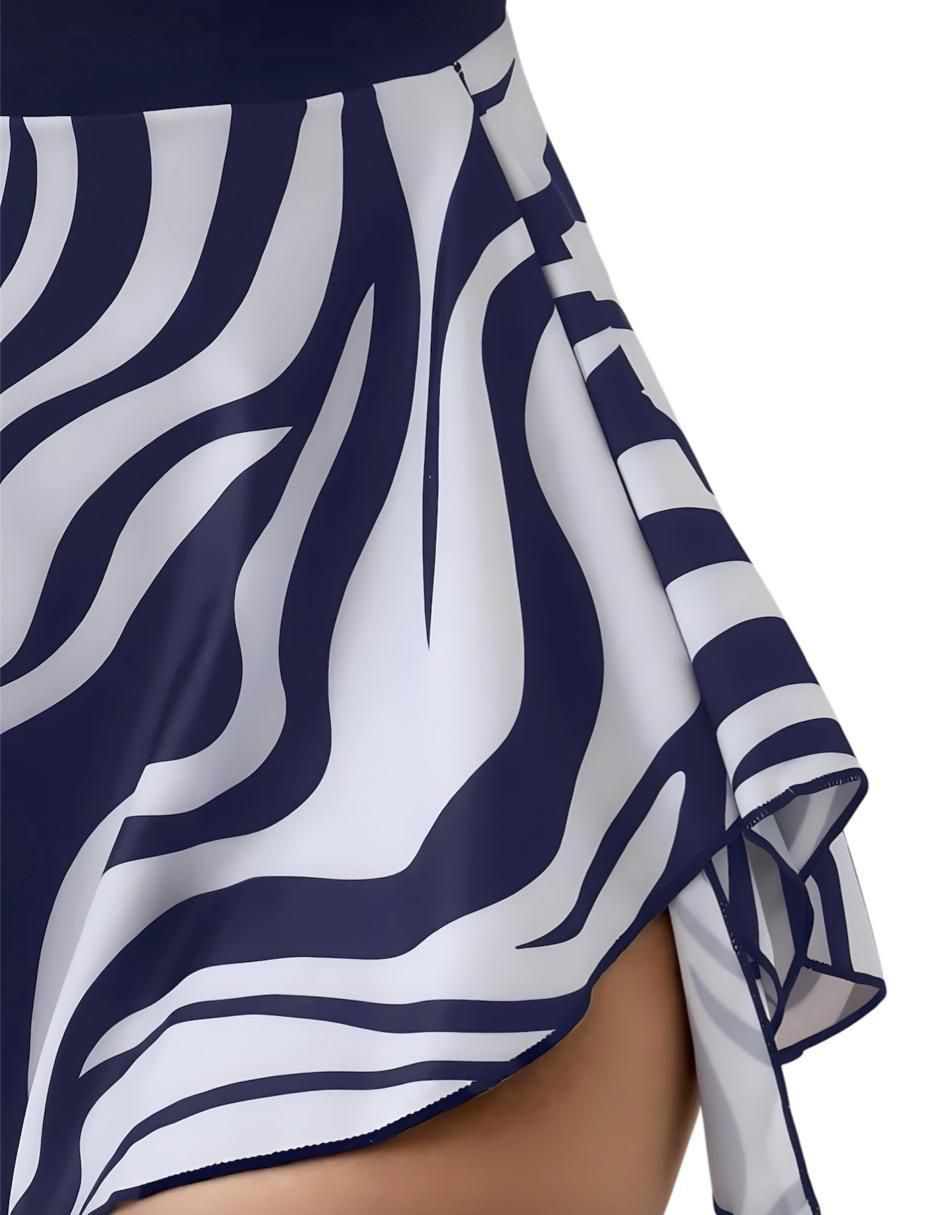 Traje de baño completo estampado a rayas para mujer 4