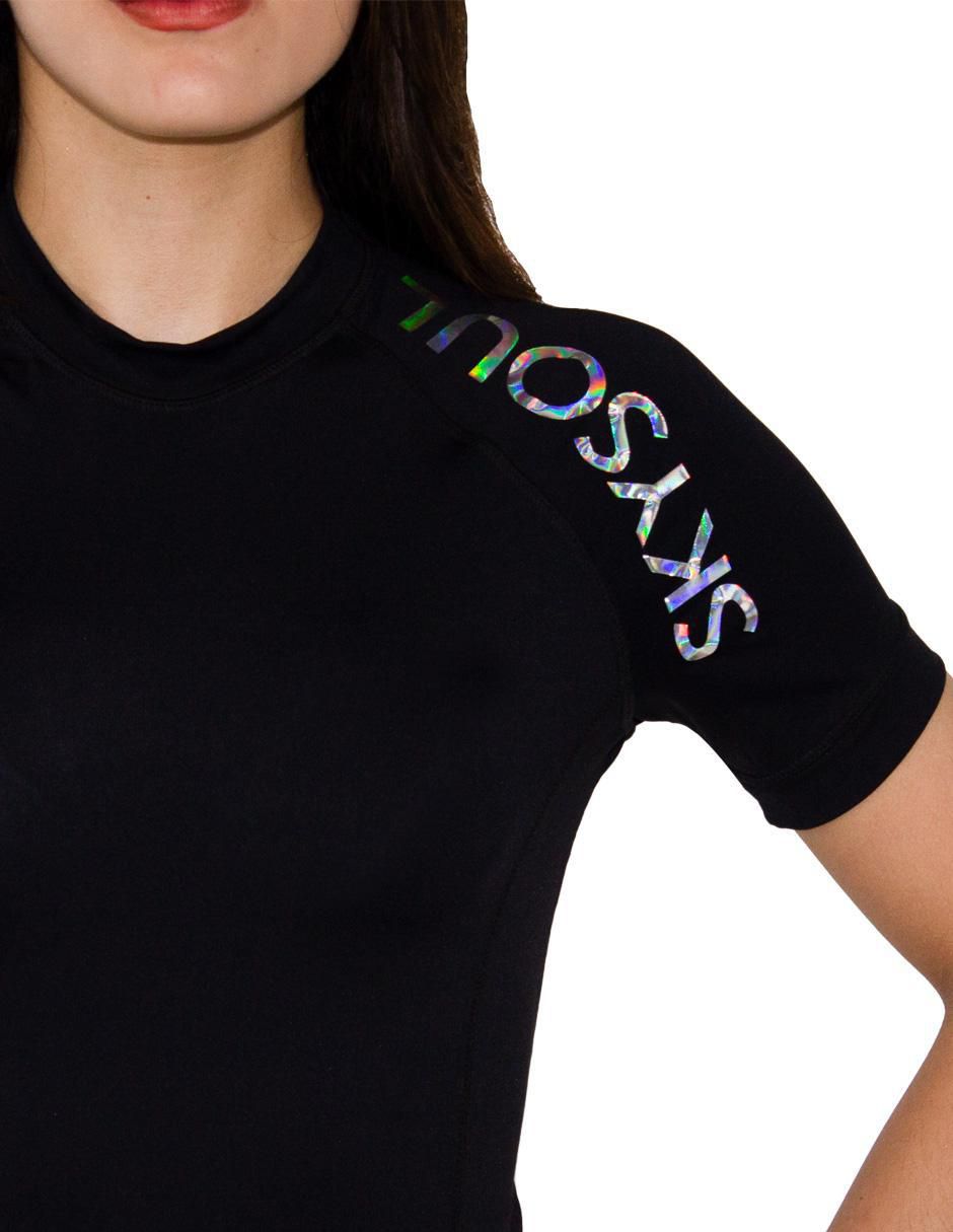 Wetshirt estampado texto para mujer 3