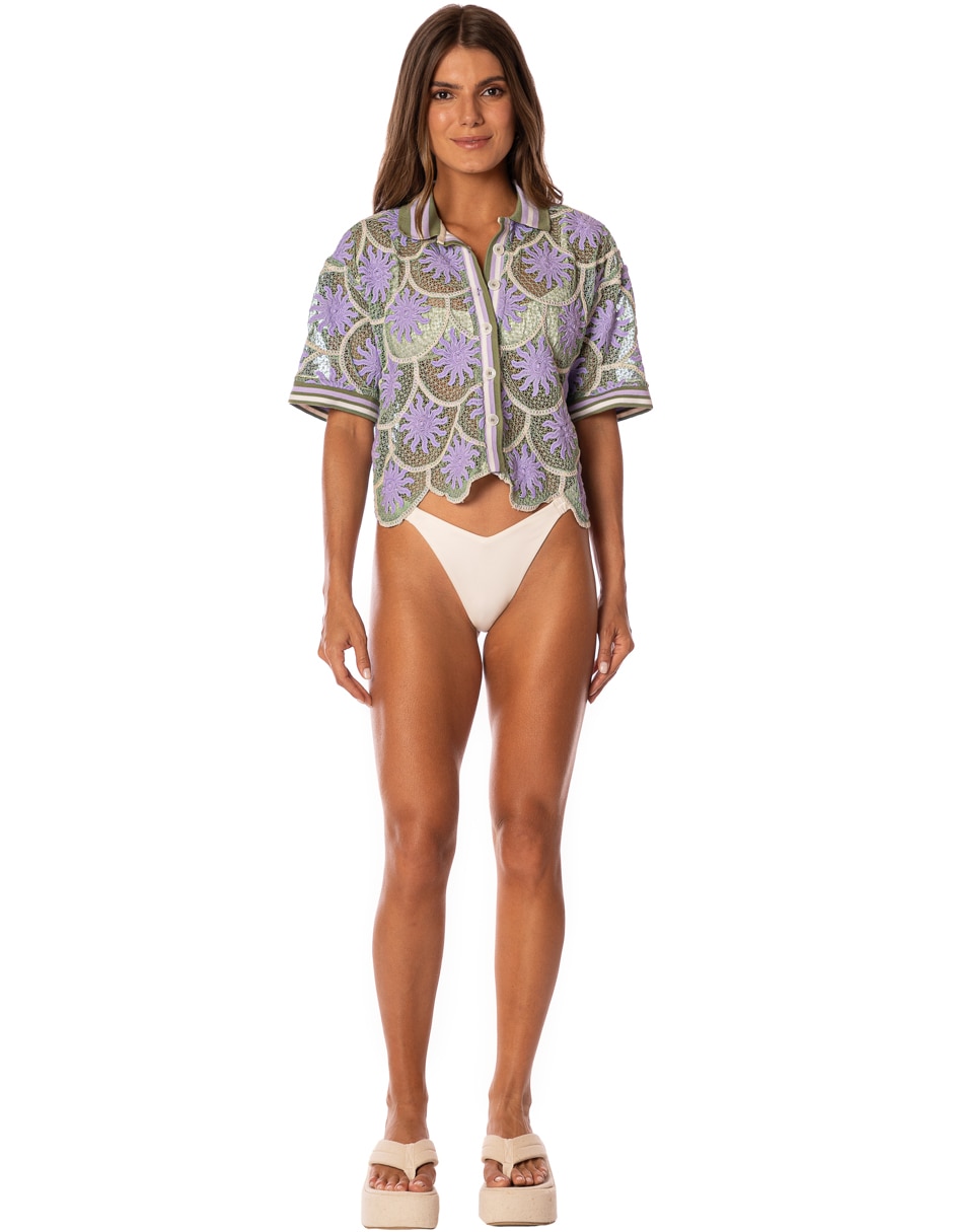 Salida de playa blusa bordado para mujer Salida de playa blusa bordado para mujer