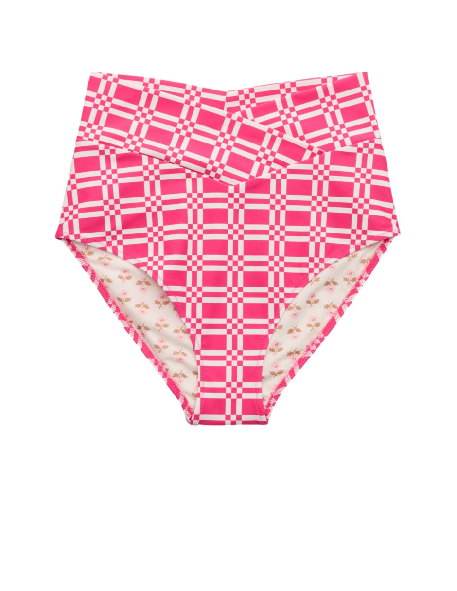 Hipster estampado a cuadros a la cintura para mujer 3