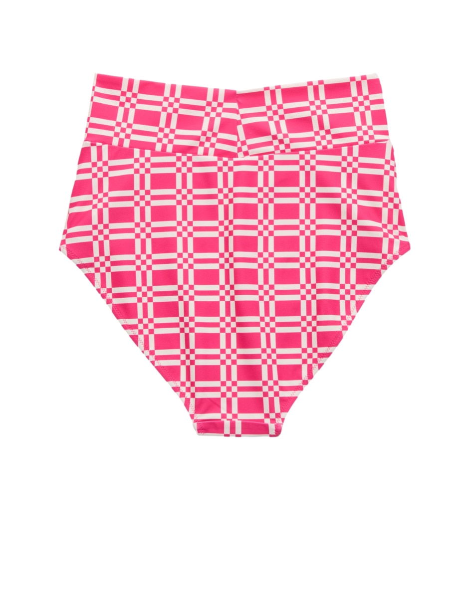 Hipster estampado a cuadros a la cintura para mujer 4