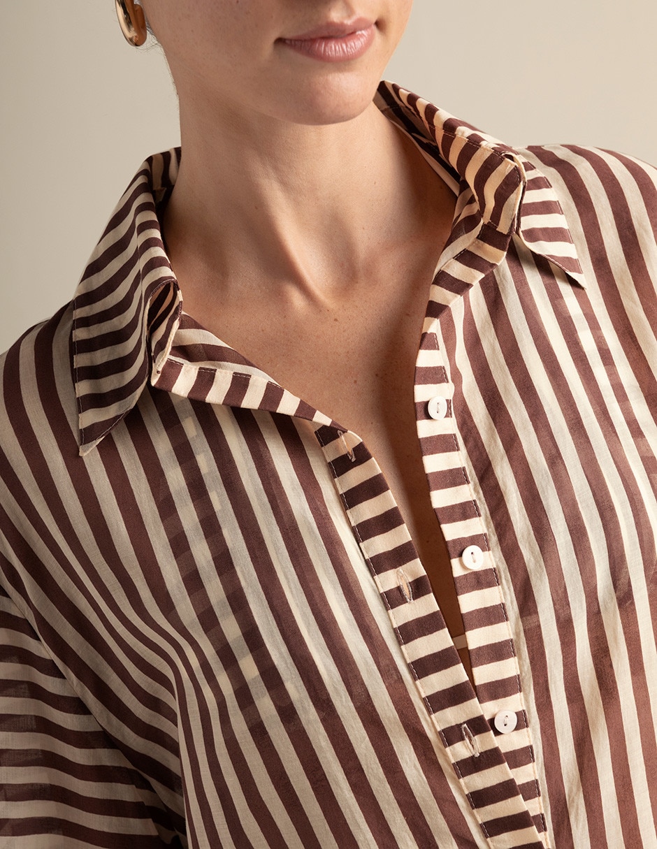 Salida de playa camisa con botones para mujer 2