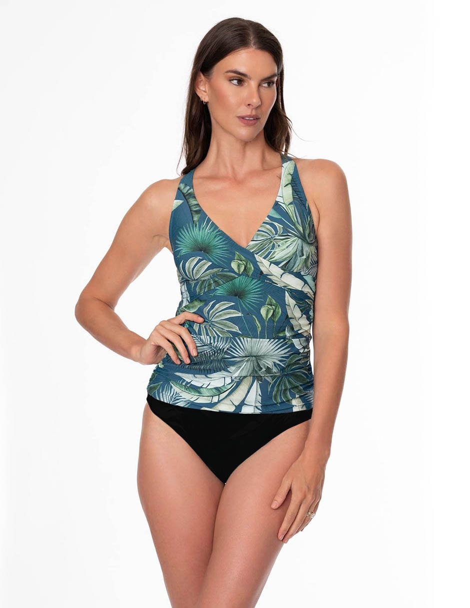 Tankini estampado floral con copas removibles para mujer