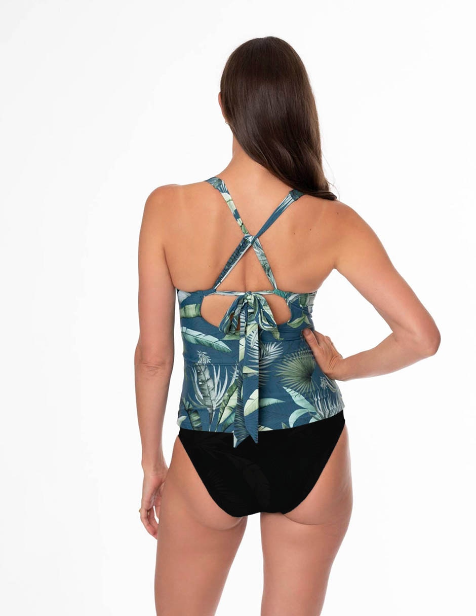 Tankini estampado floral con copas removibles para mujer 2
