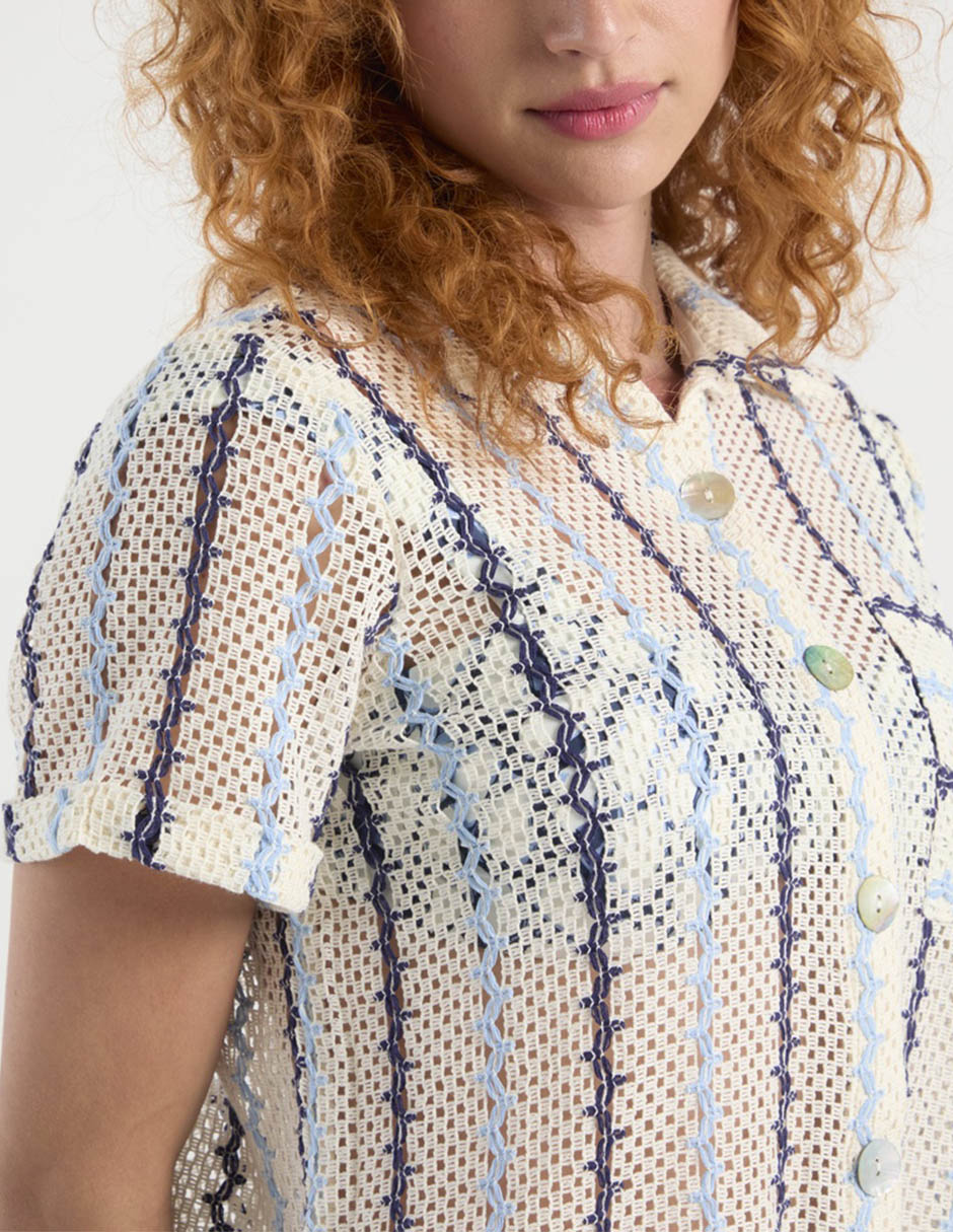 Salida de playa blusa manga corta para mujer 4