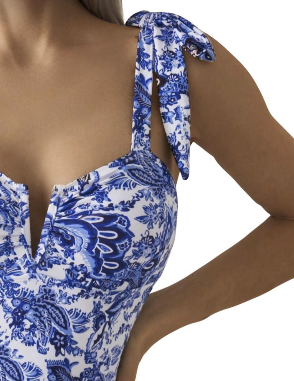 Traje de baño completo estampado floral para mujer 3