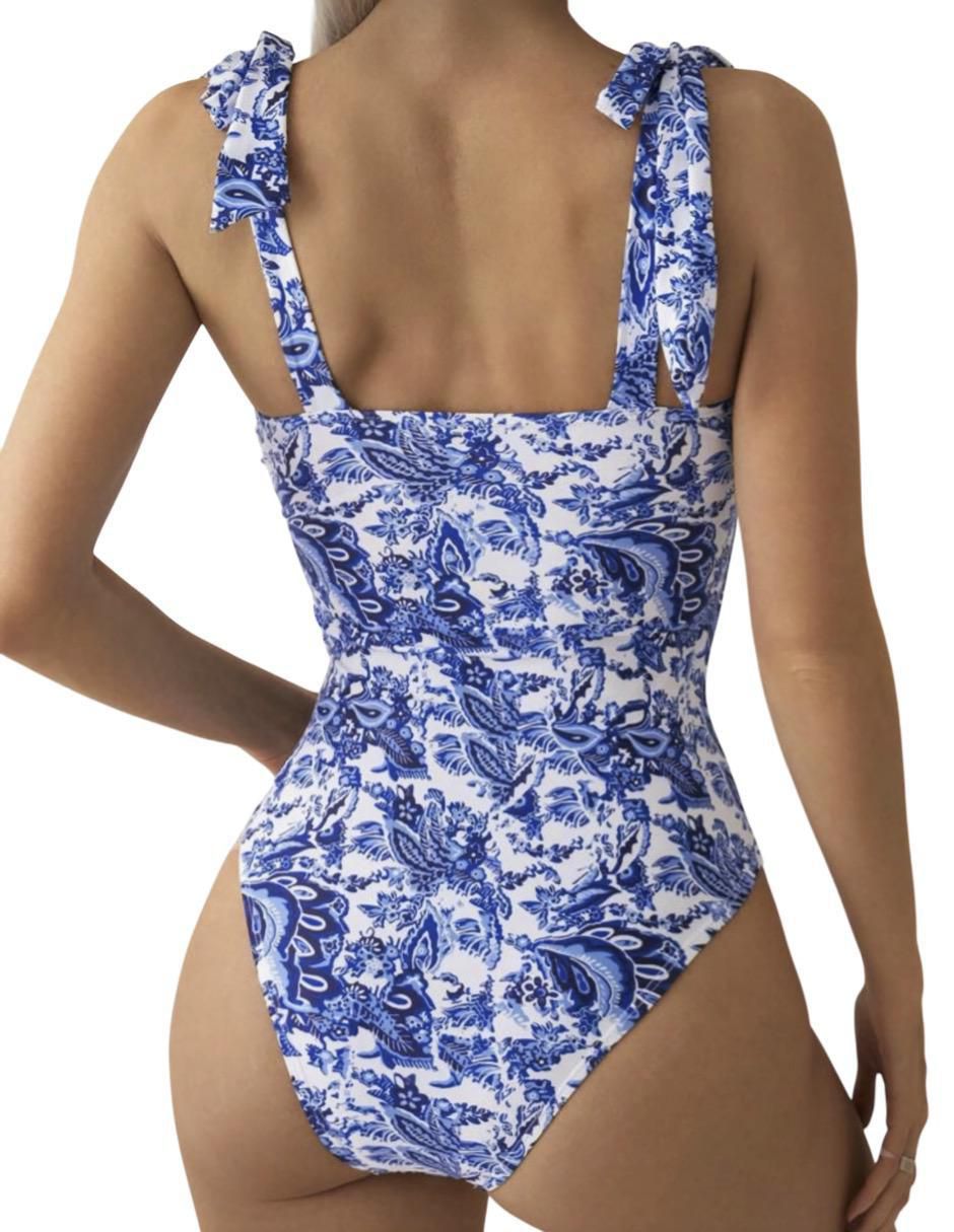 Traje de baño completo estampado floral para mujer 4