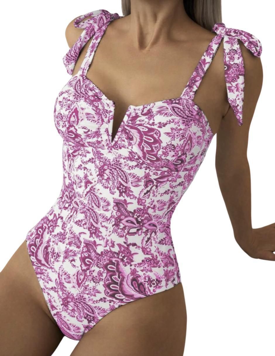 Traje de baño completo estampado floral para mujer 5
