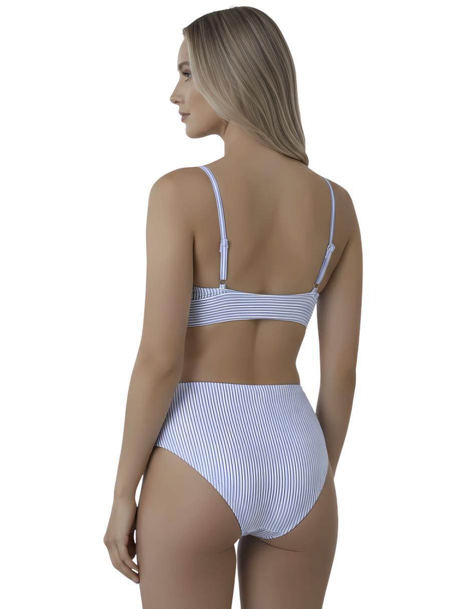 Conjunto bikini estampado a rayas para mujer 5