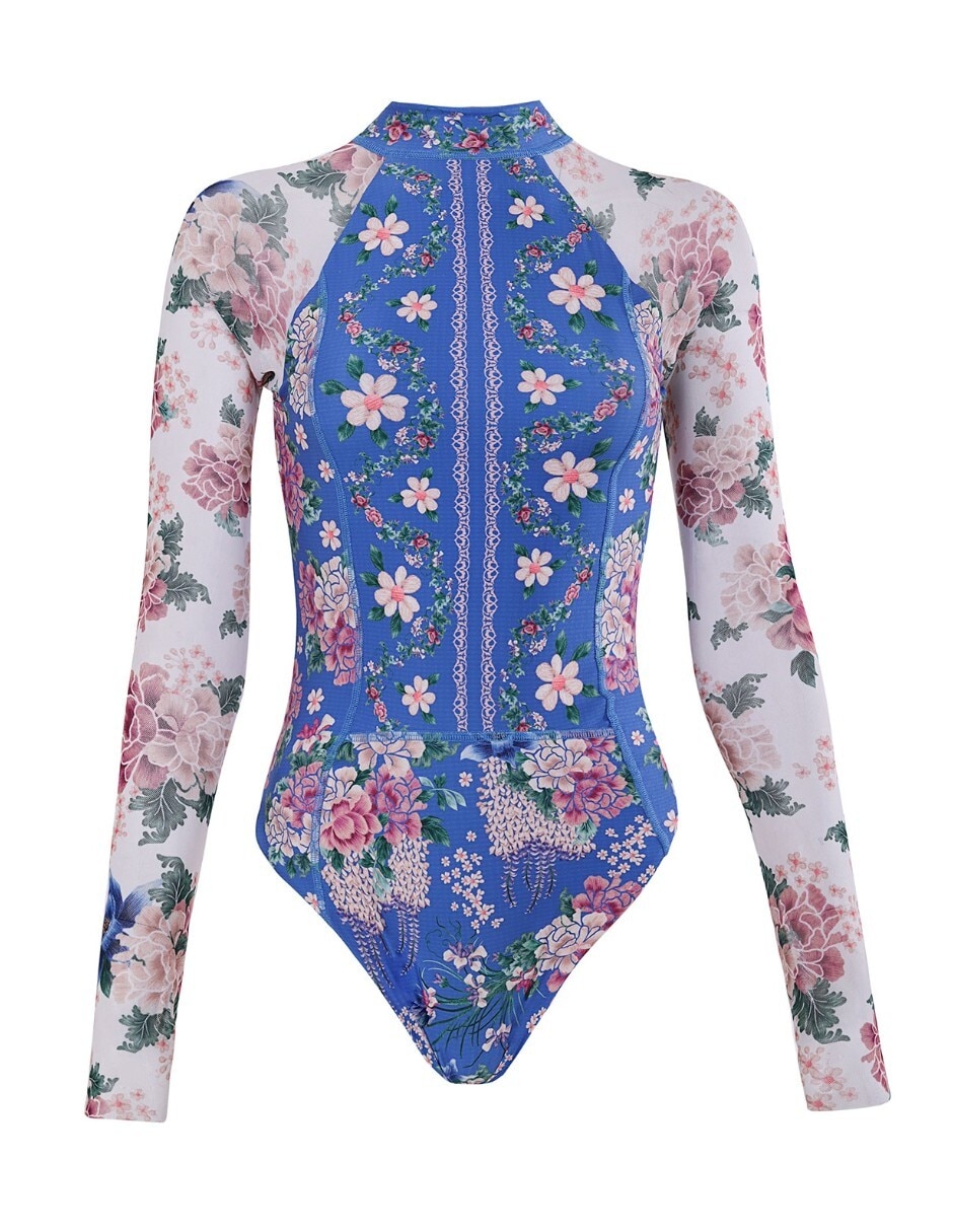Traje de baño completo estampado floral para mujer 2