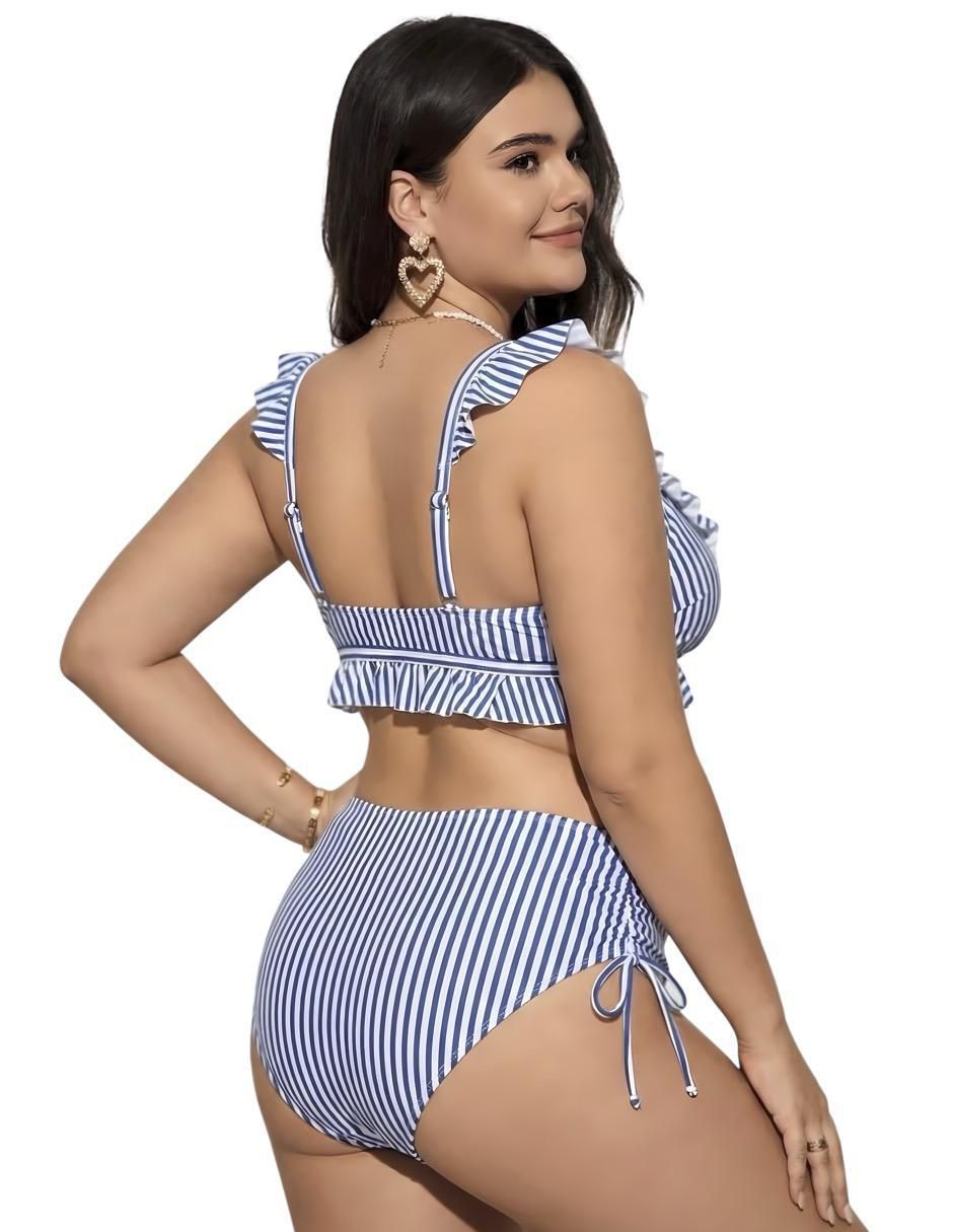 Conjunto bikini estampado a rayas para mujer 3