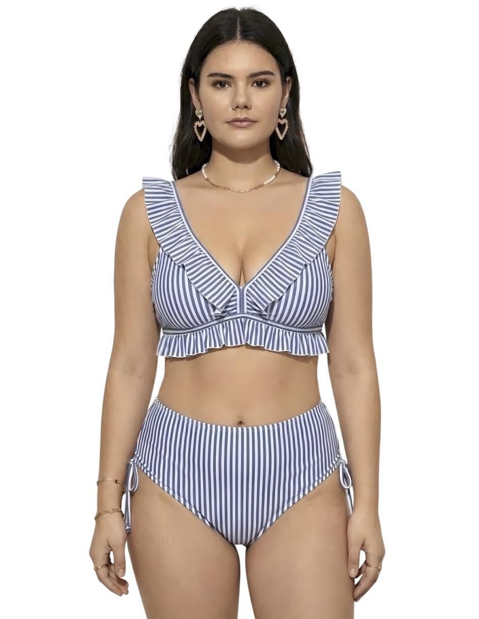 Conjunto bikini estampado a rayas para mujer 5