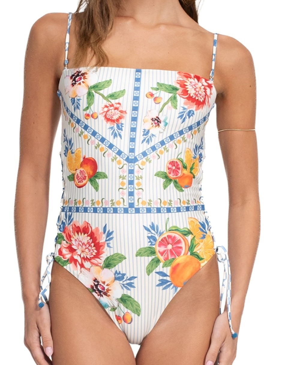 Traje de baño completo estampado gráfico para mujer