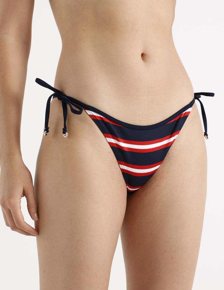 Bikini estampado a rayas a la cintura para mujer 3