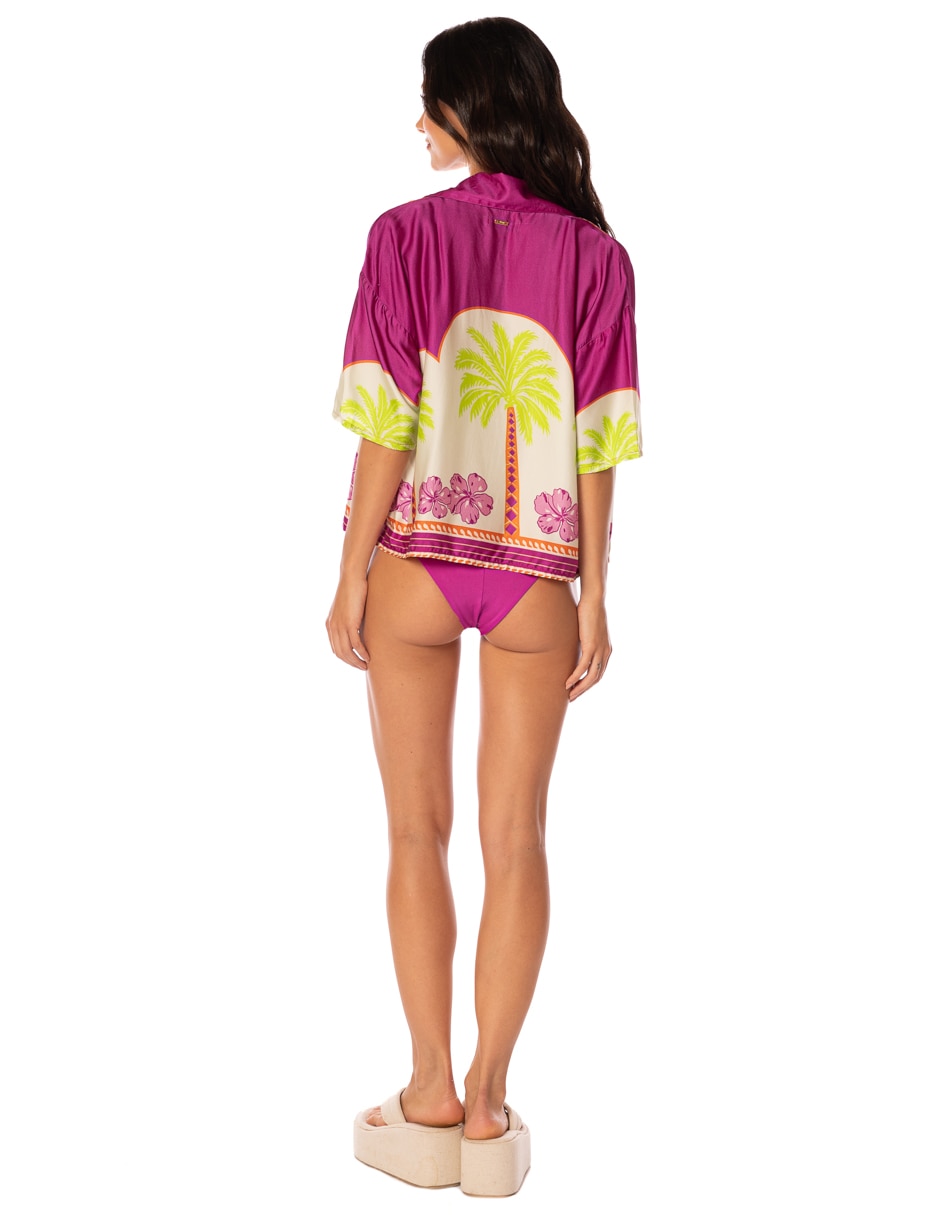 Salida de playa blusa con botones para mujer 2