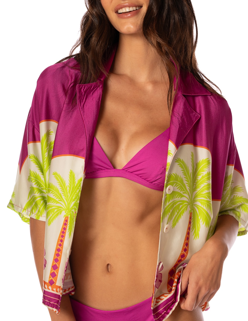 Salida de playa blusa con botones para mujer 3