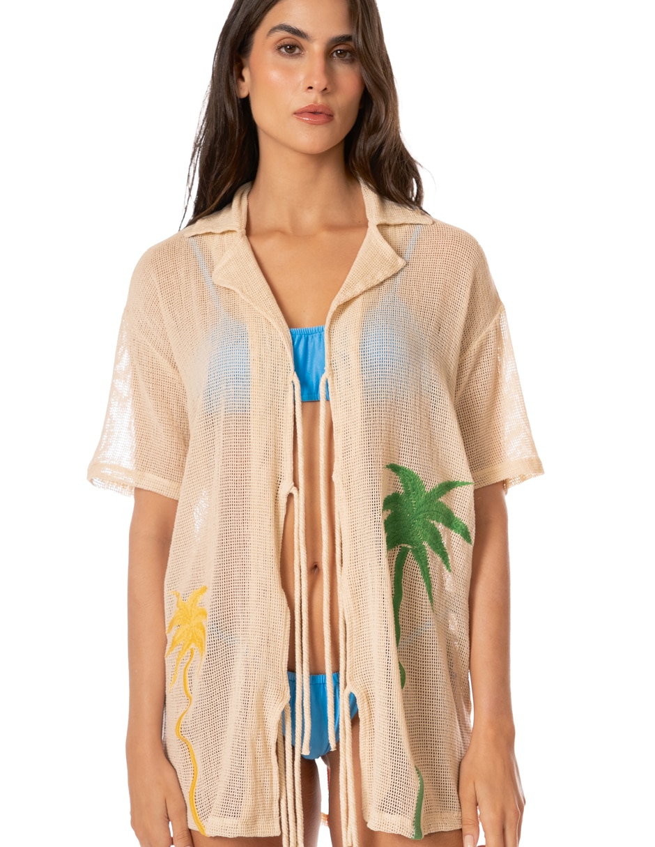Salida de playa blusa con bordado para mujer 2