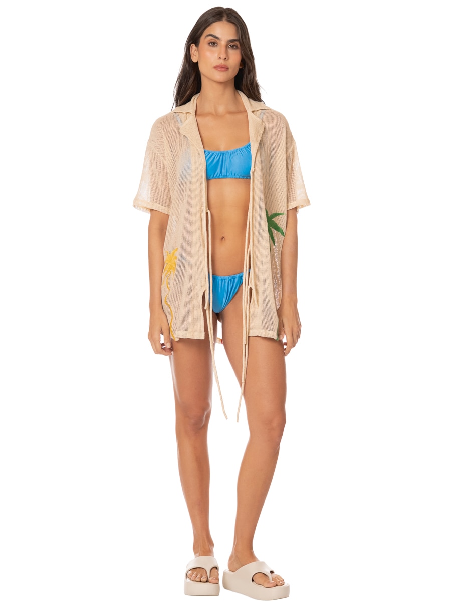 Salida de playa blusa con bordado para mujer 3