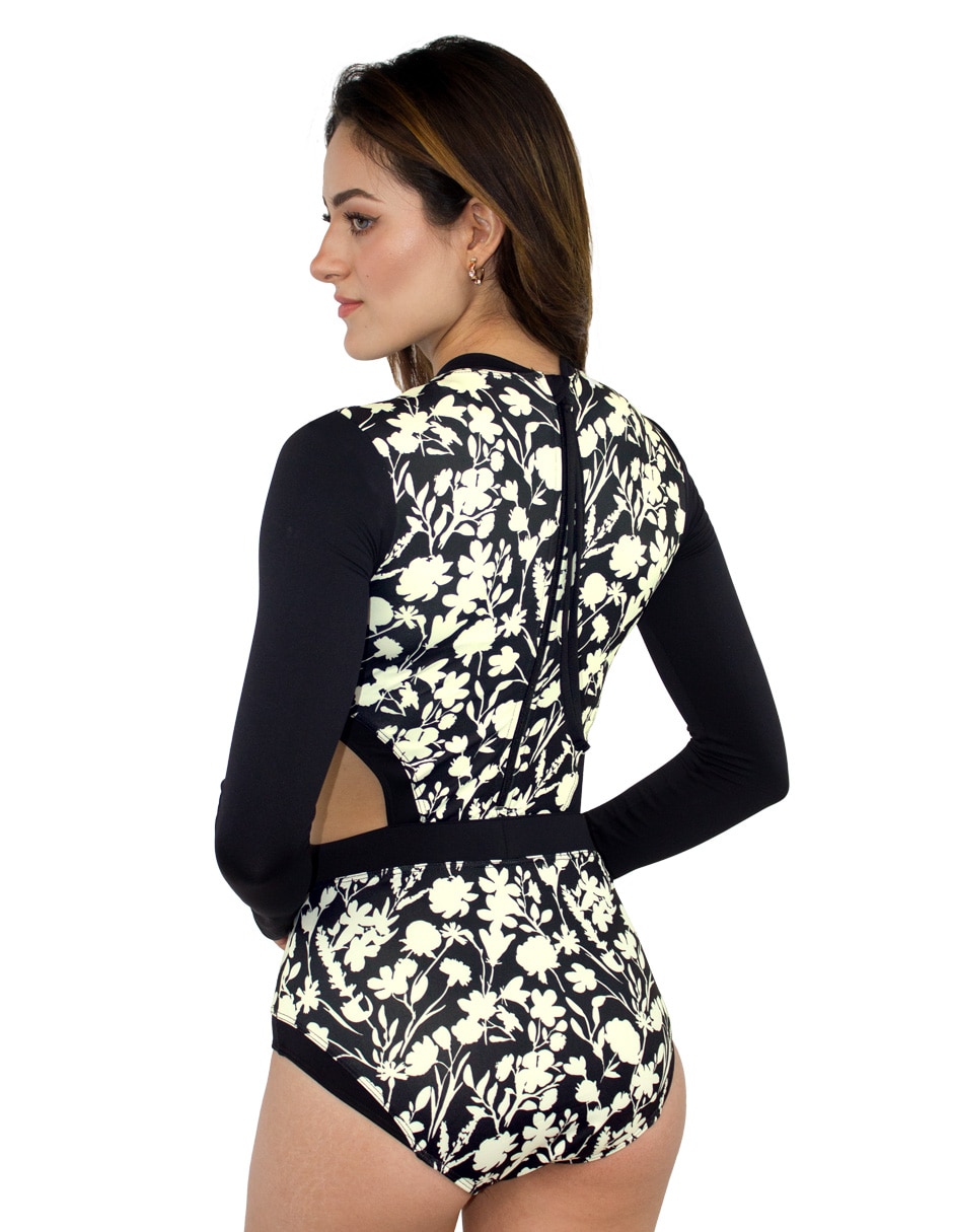 Traje de baño completo estampado floral para mujer 7