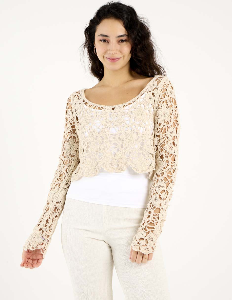 Top cuello redondo