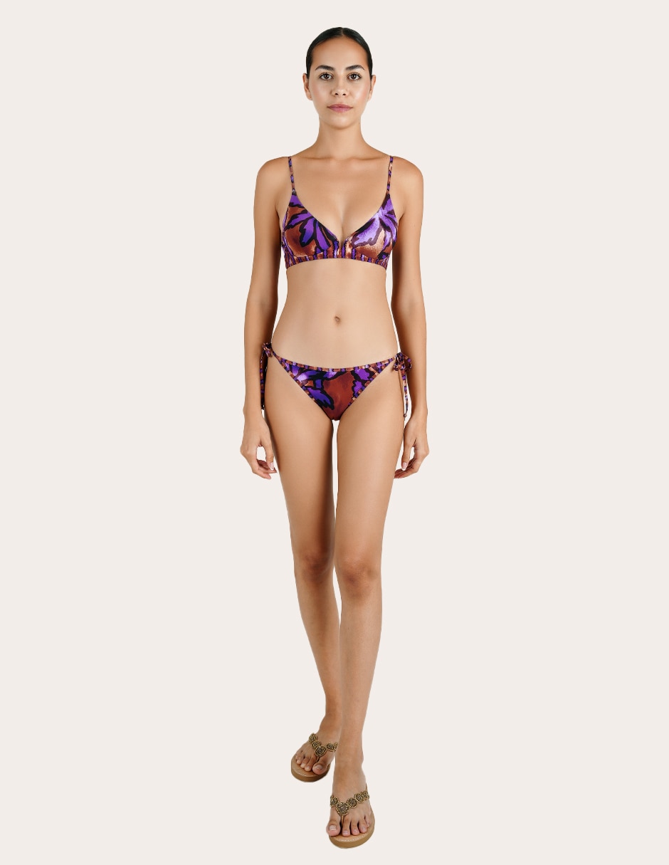 Halter estampado macroprint con copas removibles para mujer 3
