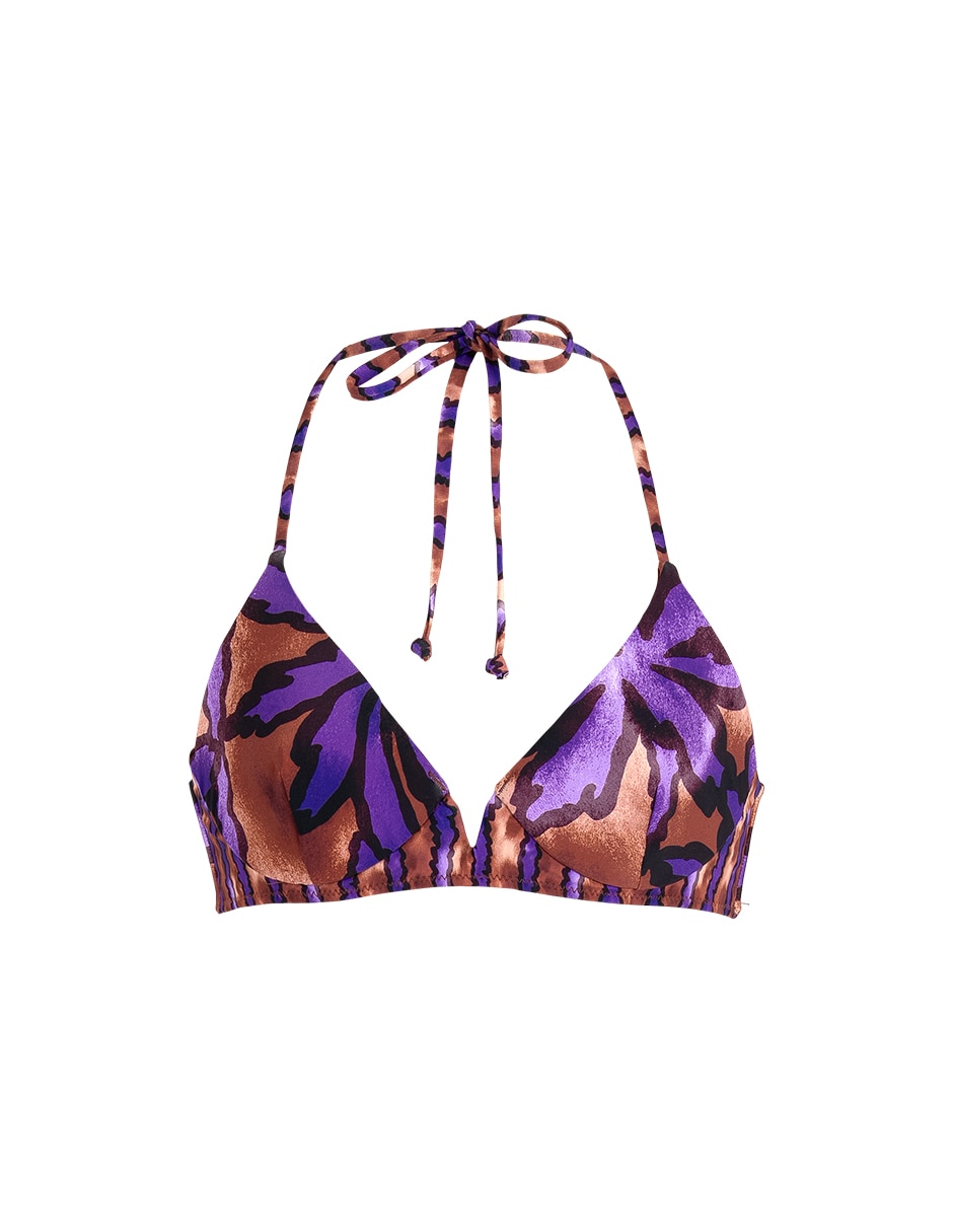 Halter estampado macroprint con copas removibles para mujer 5