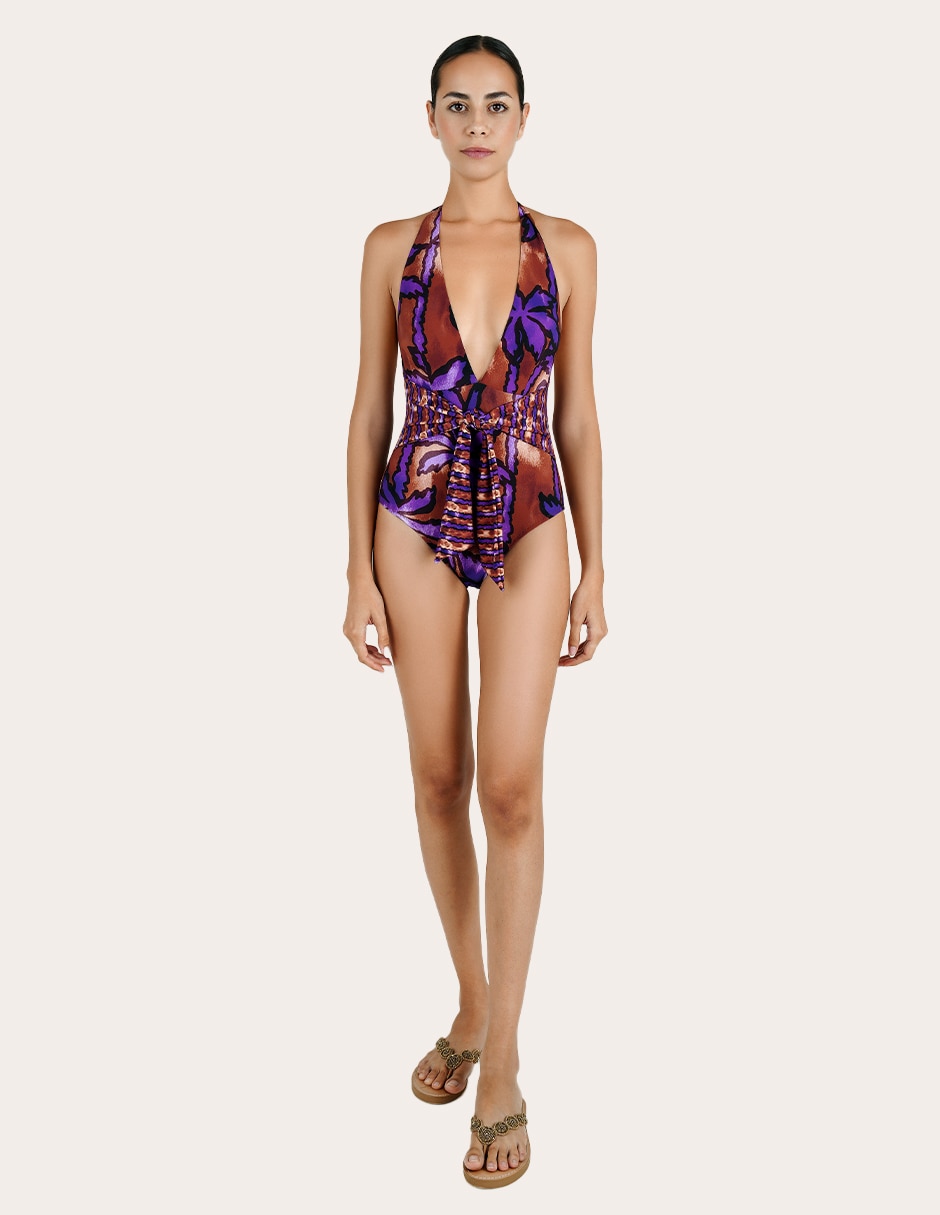 Traje de baño completo estampado floral para mujer 3