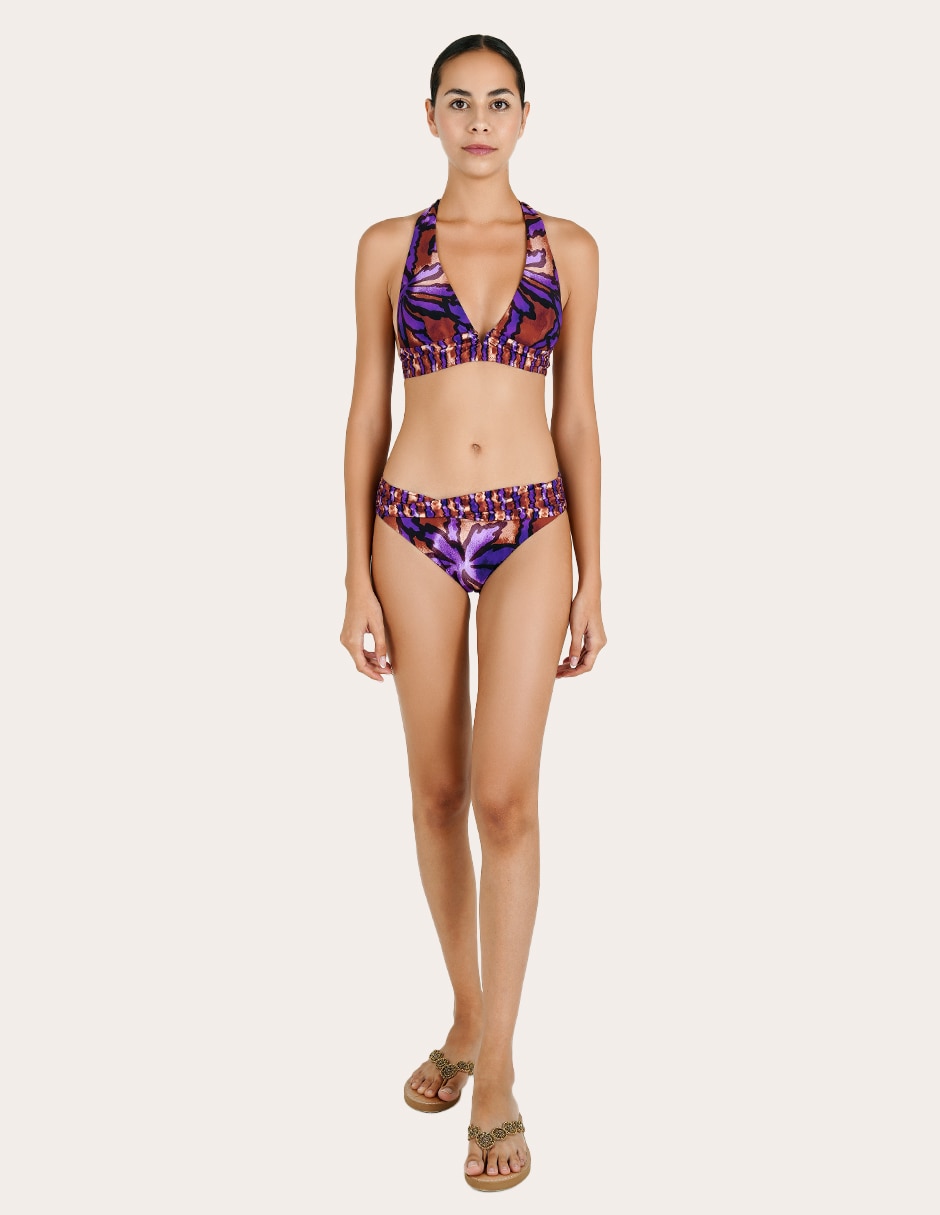 Bikini estampado macroprint a la cadera para mujer 3