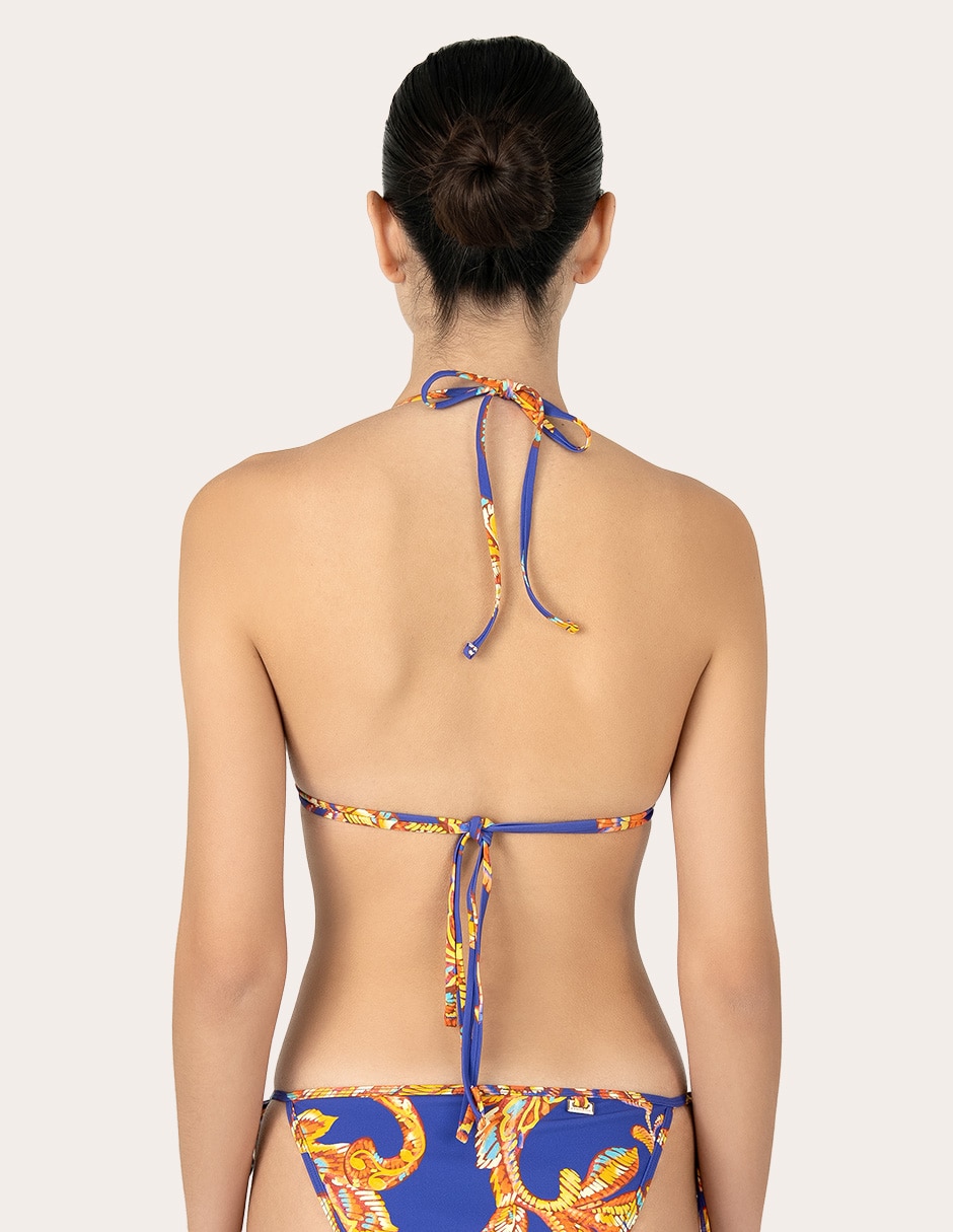 Halter estampado macroprint con copas removibles para mujer 2