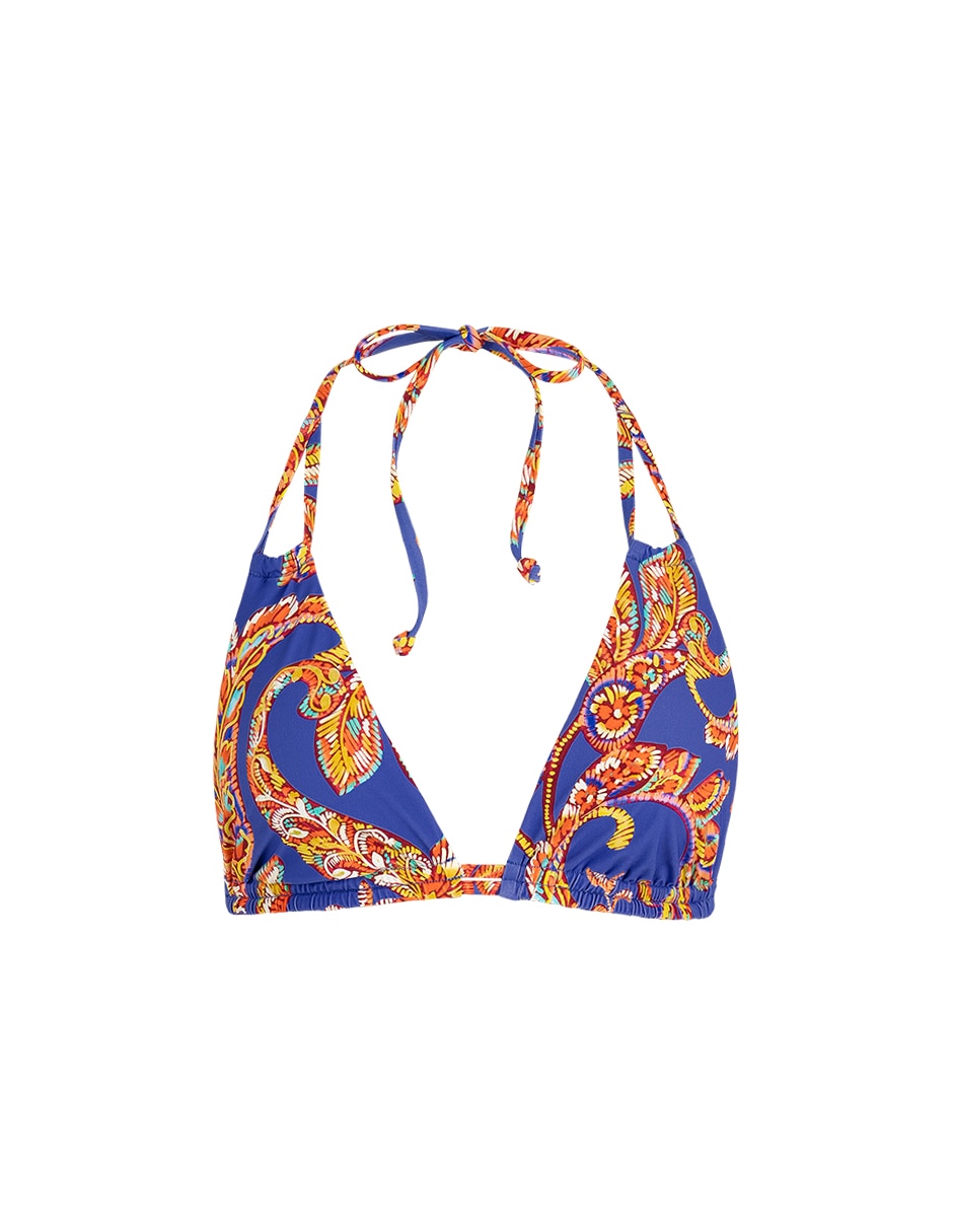 Halter estampado macroprint con copas removibles para mujer 5