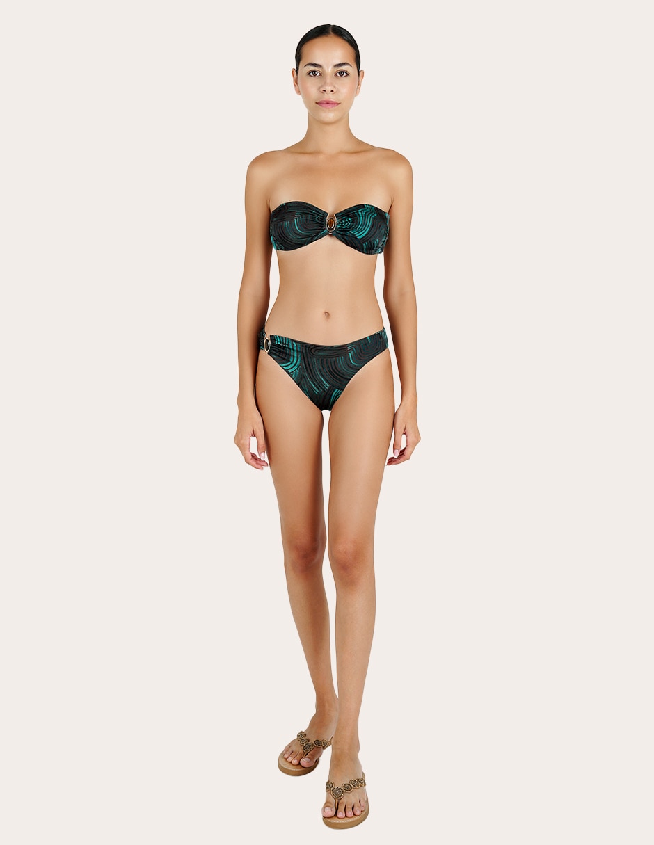 Bandeau estampado macroprint con copas  removibles para mujer 3