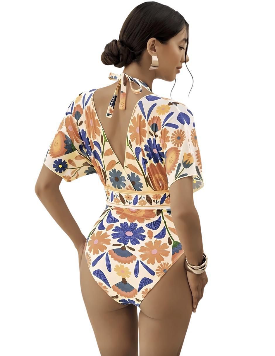 Traje de baño completo estampado floral para mujer 3