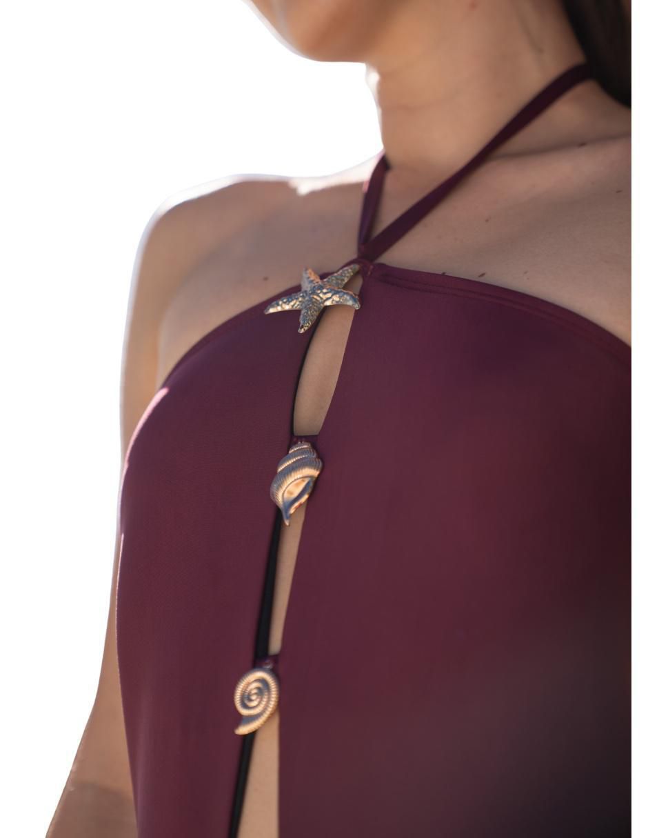 Traje de baño completo alma de mar "estampado" liso "para mujer"